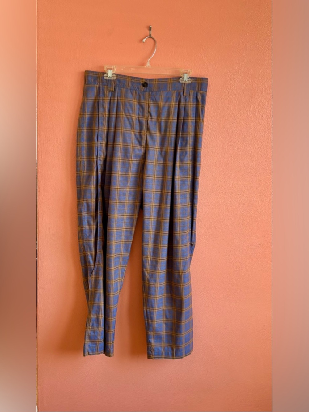 Kurt Lyle Unique Cut Plaid Dress Pants
